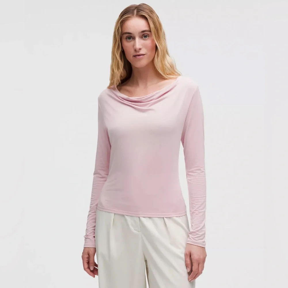Lululemon Modal Silk Cowl Neck Long Sleeve Shirt pink haze 🩷 NWT